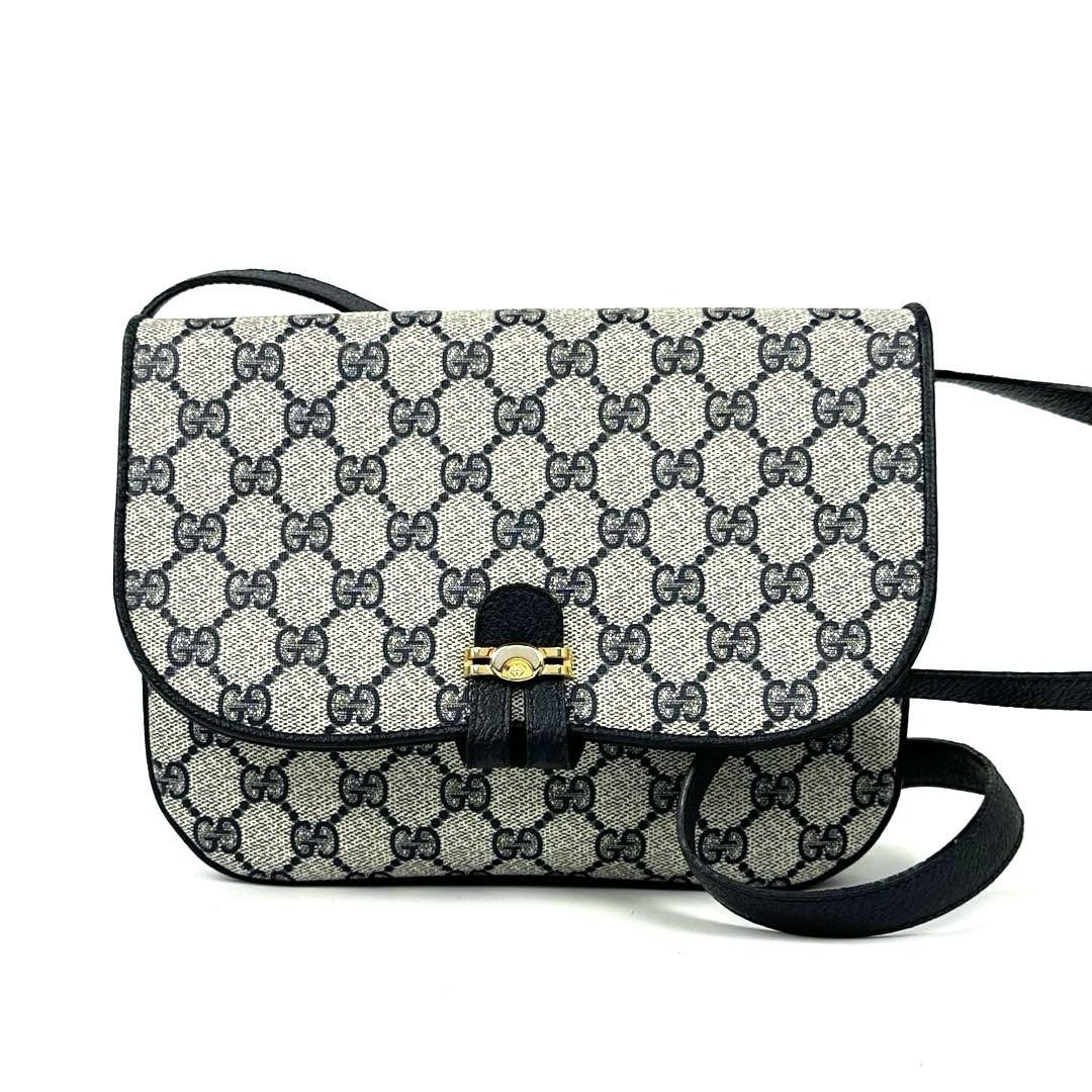 Vintage Gucci GG Supreme PVC Leather Navy Shoulder Bag Excellent Condition