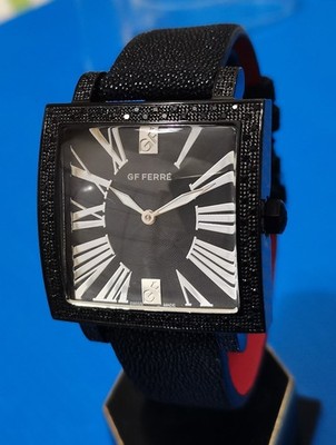 gf ferrè uhr geco square vollschwarz nur zeit swiss
