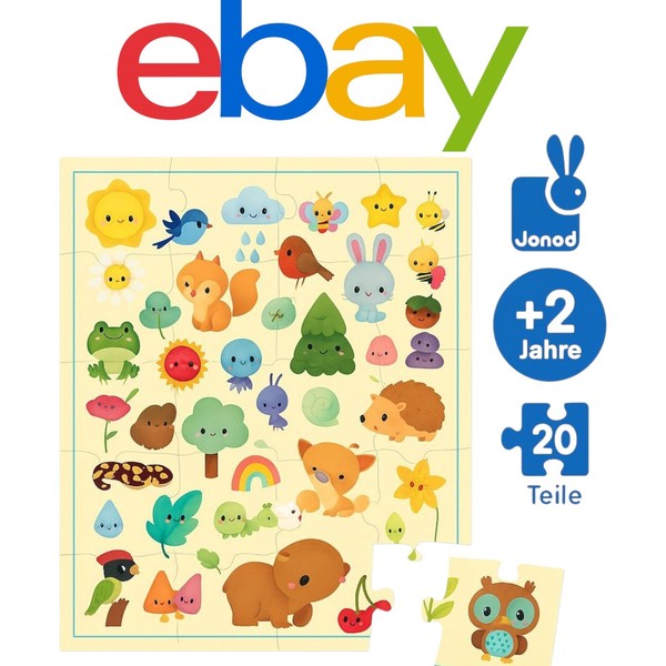 Janod Kinderpuzzle „Tiere & Natur“ – 20 Teile, Ab 2 Jahren-image