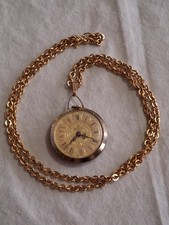 Vintage Heritage Swiss Mechanical Pendant Watch Gold Tone Necklace 35mm Working