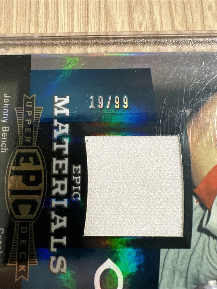 Camiseta Johnny Bench 2006 cubierta superior azul materiales épicos #em-jb2 hof reds 19/99 Foto 3 de 3