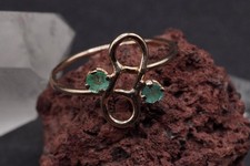 Natural Emerald Ring, Intertwined Loop Design, Green Emerald Ring