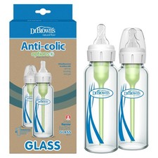 Dr. Brown's Natural Flow Anti-Colic Options Narrow Glass Baby Bottle 8 oz/250 m