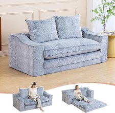 61" Convertible Sofa Bed Loveseat, Memory Foam Boneless Floor Couch with Removab