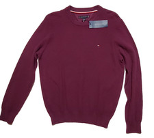 NWT 79.50 TOMMY HILFIGER Men  s Size M Maroon Crew Neck Cotton Sweater