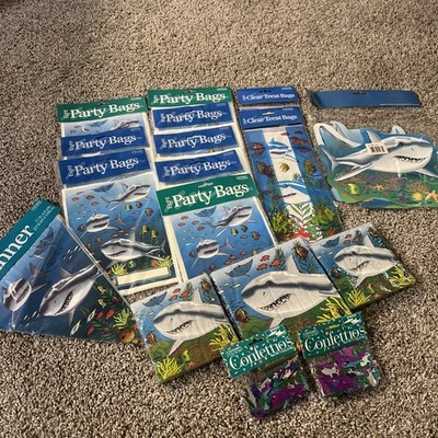 Shark Birthday Party Supplies, Shark Party Decorations and Tableware set Vintage
