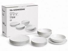 IKEA GODMIDDAG 18-Piece Dinnerware Set White Plates Bowls Dining Tableware Set