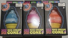 NeeDoh Nice Cream Cone SET OF 3 Nee Doh Ice Cream Cone Toy Pink Orange Blue NEW