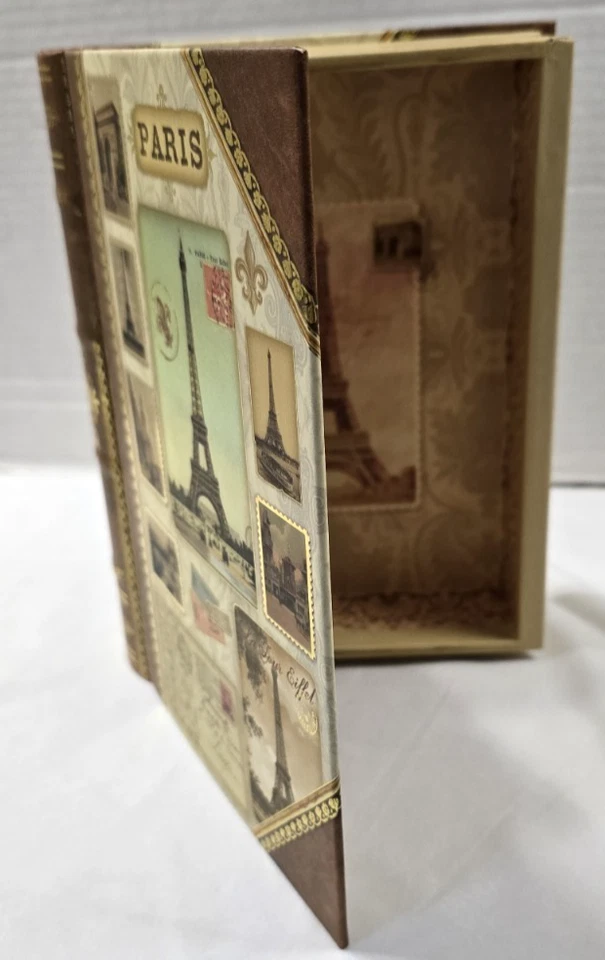 Caja de libros de imitación Torre Eiffel de París almacenamiento "tarjeta postal/sellos" - estudio perforador ~ 8,5x6 Foto 2 de 4
