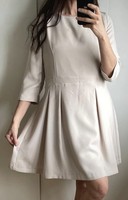 Who’s Who Beige Pleated Swing Dress Size 14 New