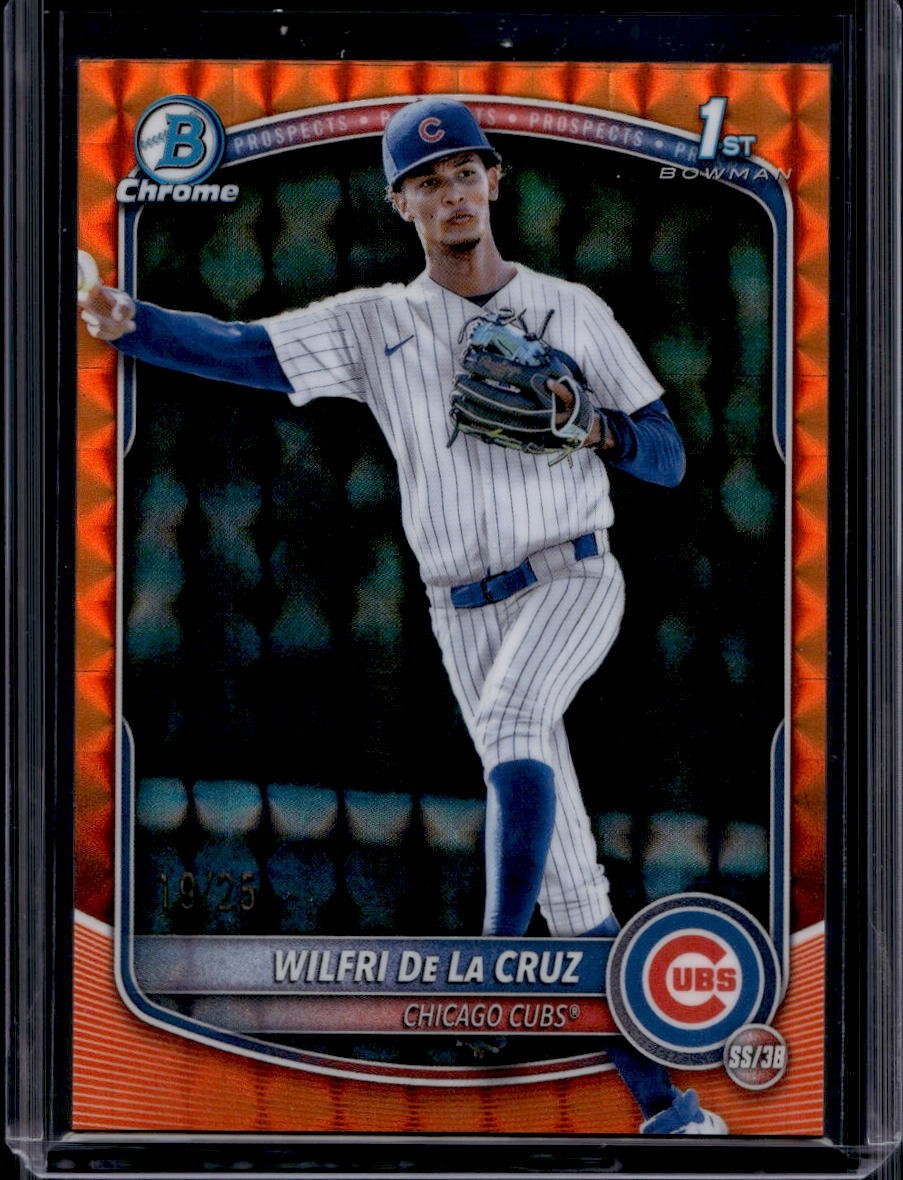 2025 Bowman Chrome Wilfri De La Cruz /25 1st Orange Geometric Refractor #BCP-209