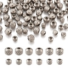 120pcs Stainless Steel Rondelle Barrel Spacer Beads 6 Styles Stainless Steel ...