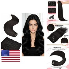 Remy Clip in Hair Extension 22inch 7Pcs Natural Black Human Hair 9A Brazilian