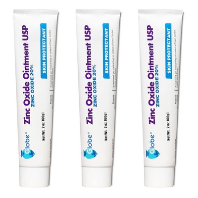 3 Tubos 2 Oz Ungüento De Oxido De Zinc 20% Crema Pañal Para Rozaduras De Bebe