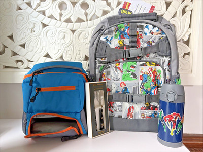 Pottery Barn school Large BACKPACK LUNCH WATER UTENSIL Marvel Avengers travel