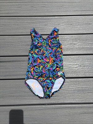 GK Elite Sz Girl s/Child s S Gymnastics Leotard ~Multi-Rainbow Color~
