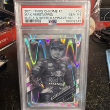 2021 Topps Chrome F1 Black & White Raywave Max Verstappen Red Bull #55 PSA 10