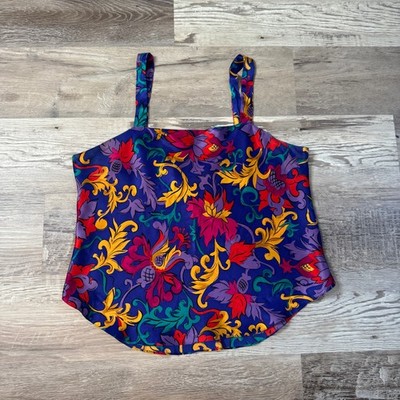 Vintage 90s Lauren Alexandra Silk Floral Tank Purple Baroque Vintage Camisole L
