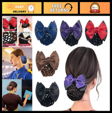 5 Pcs Women's Hair Snood Net with Bowknot, Elastic Mesh Bun Cover, 5 Colors
