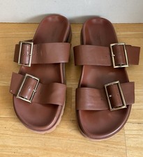 Stylish Tan Leather Slip On  Sandals from Tony Bianco- Size 7
