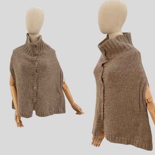 Zara Cape Poncho Beige Taupe Tan Wool Mohair Gem