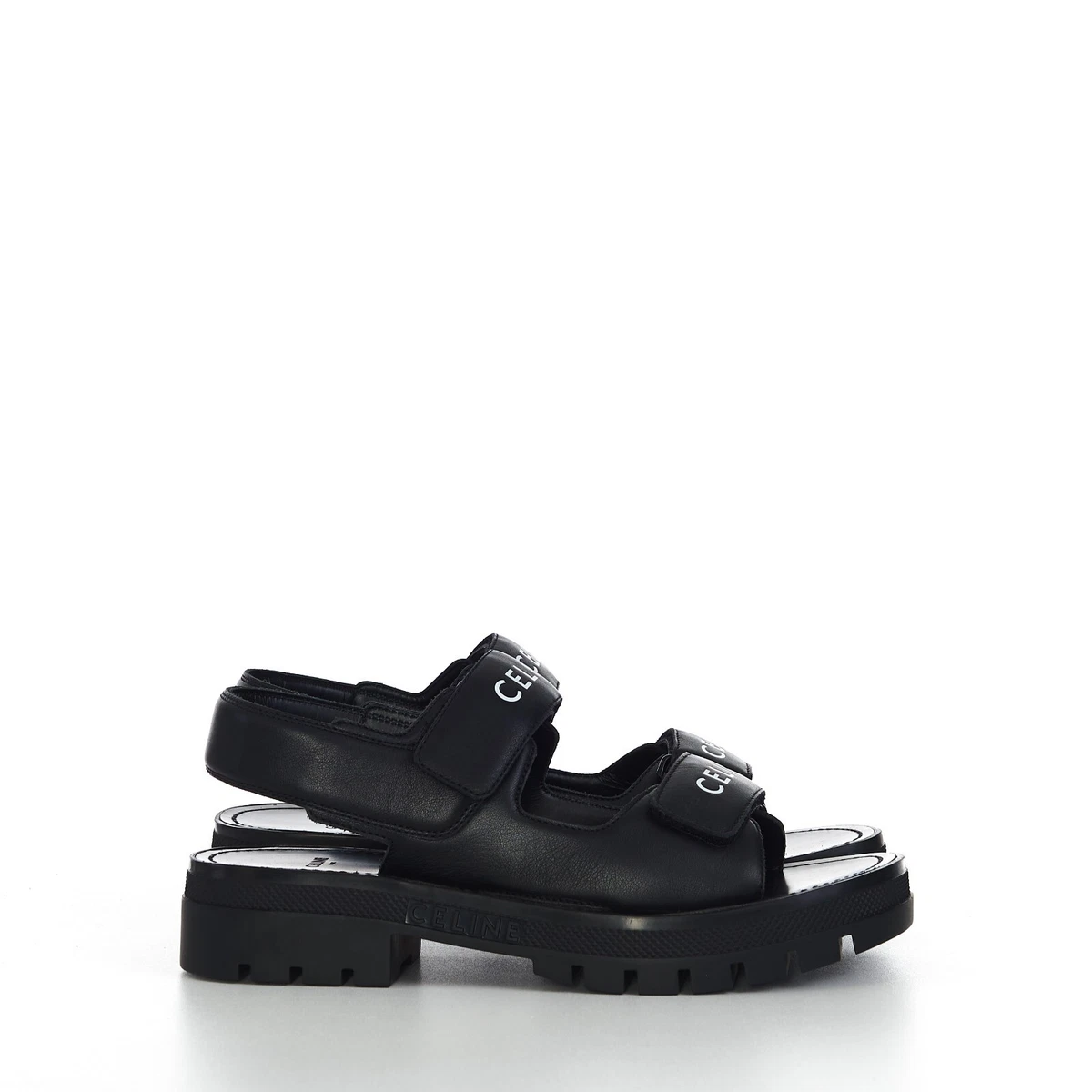 Buckle Strap - Black and White Leather Sandals