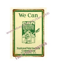 1917 ww1 We can can vegetables, fruit and the Kaiser too metal tin sign bar wall