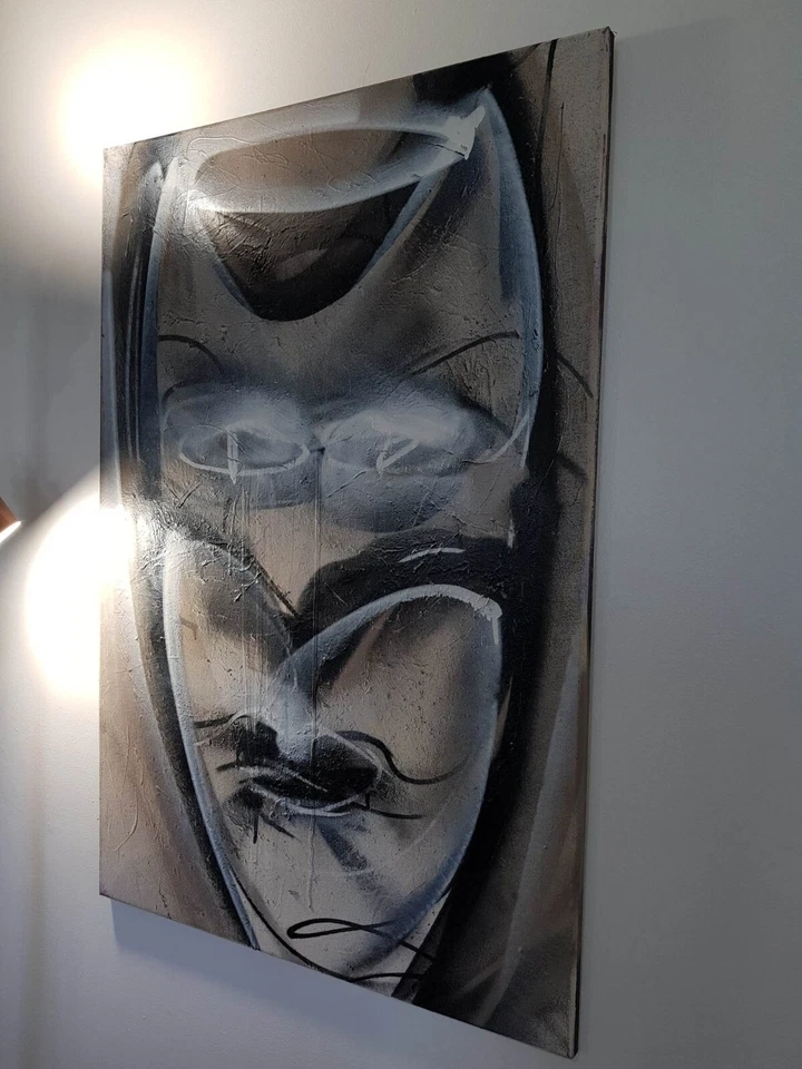 TOM WATTS Batman "FANTASMA" Arte Pop CABALLERO OSCURO Pintura Abstracta Lienzo 90x60cm Foto 4 de 4