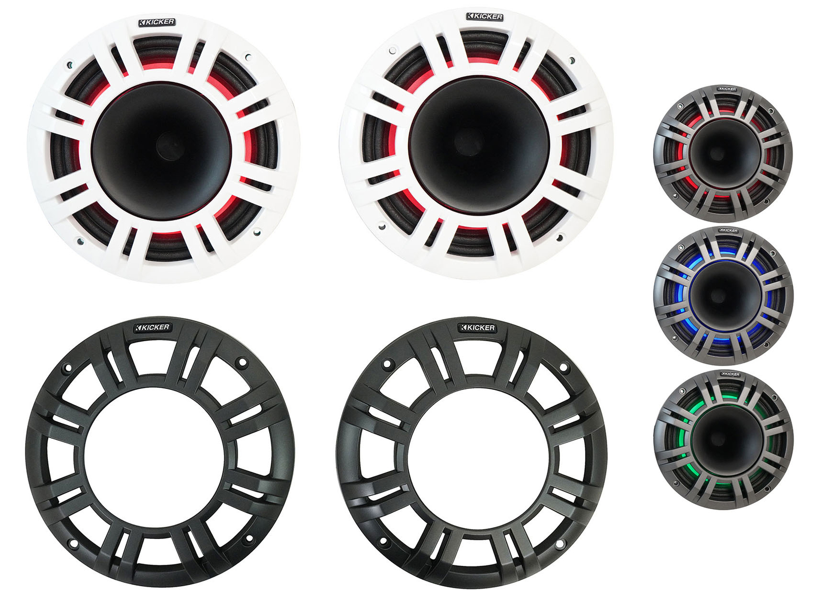 Пара динамиков Kicker 48KMXL84 с 8 морскими рупорами для лодок со светодиодной подсветкой Домашний динамик