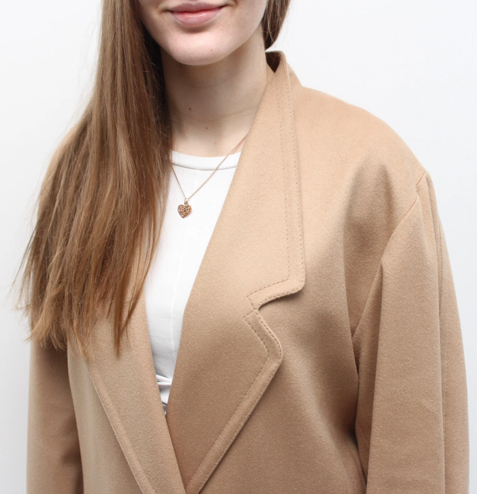 Nuovo con etichetta! Autentico cappotto donna Gucci lana cammello soprabito bottoni oro RARO 40 ~S M