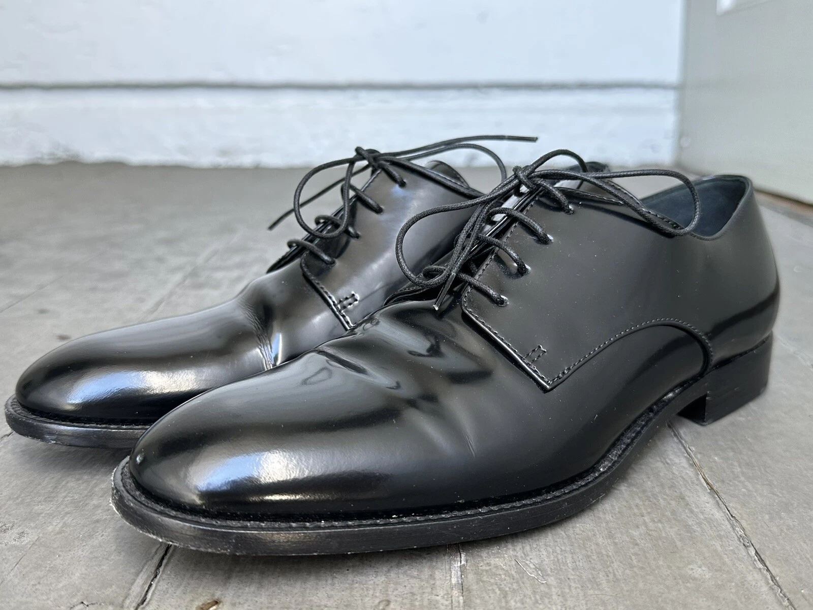 Chaussures femme Christian Dior Derby Oxford Brogues en cuir verni noir taille 38