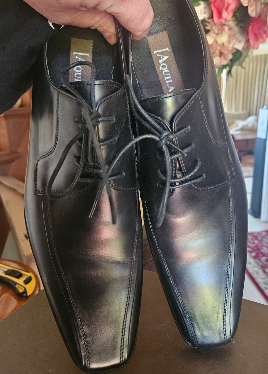 Aquila Black Formal Office Dress Shoes Size 44 Bank Worn Once