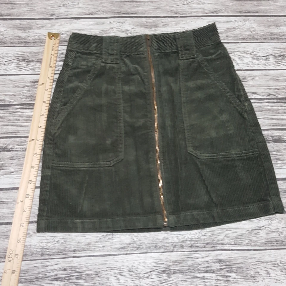 Hollister Size 00 Girls Skirt Corduroy Ultra High Rise Button Fly Green - Image 3 of 4