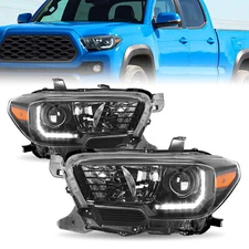 For 2016-2022 Toyota Tacoma TRD w/ LED DRL Black Headlights Headlamp