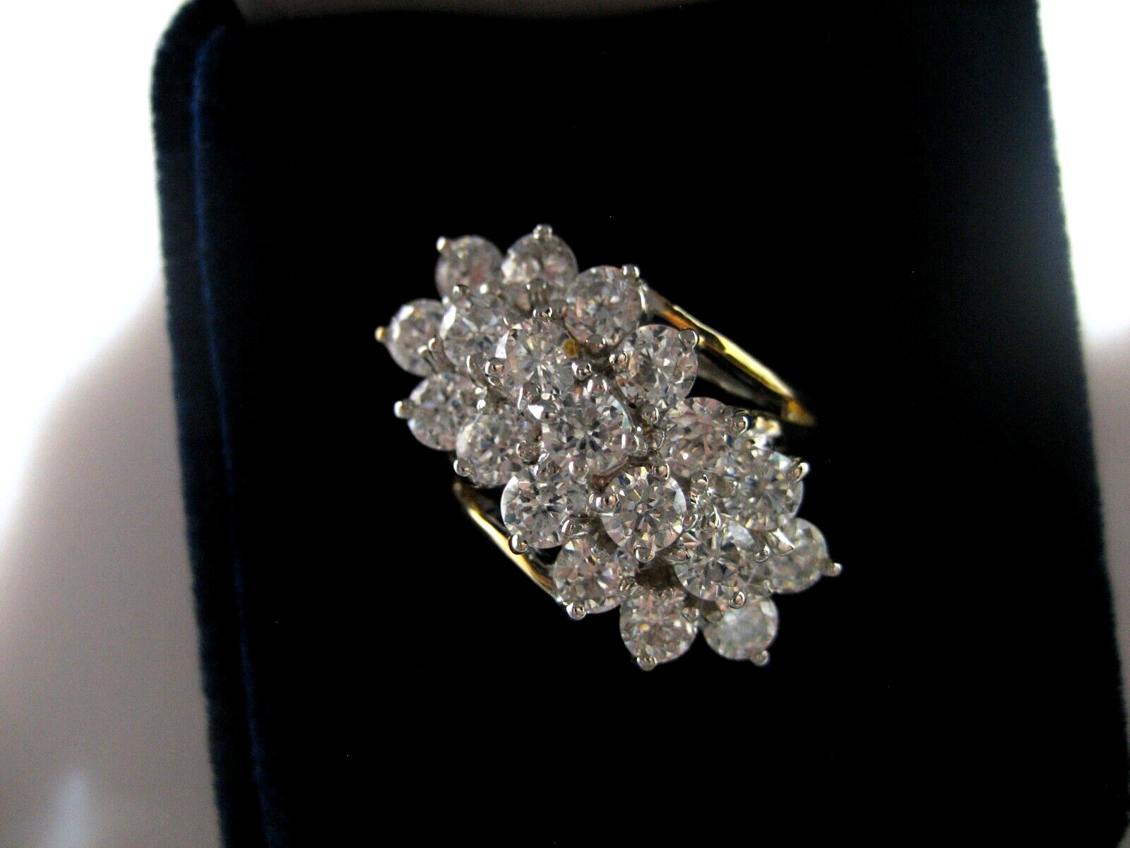 VINTAGE 10K YELLOW & WHITE GOLD CZ CLUSTER CASCAD… - image 2