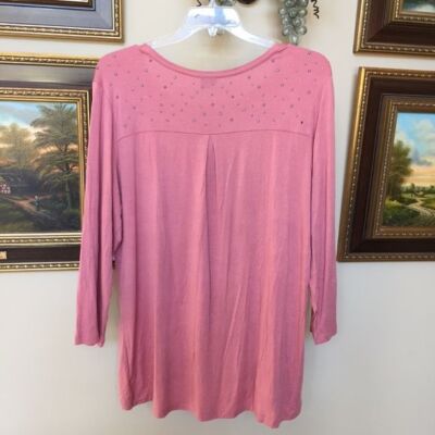 Faded Glory Rhinestone Studded Salmon Top Size XXL
