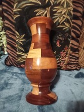 Large mozaic multiple type wood vase