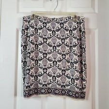 Max Studio Midi Skirt Pencil Straight Floral Pull-on Rayon Size Large