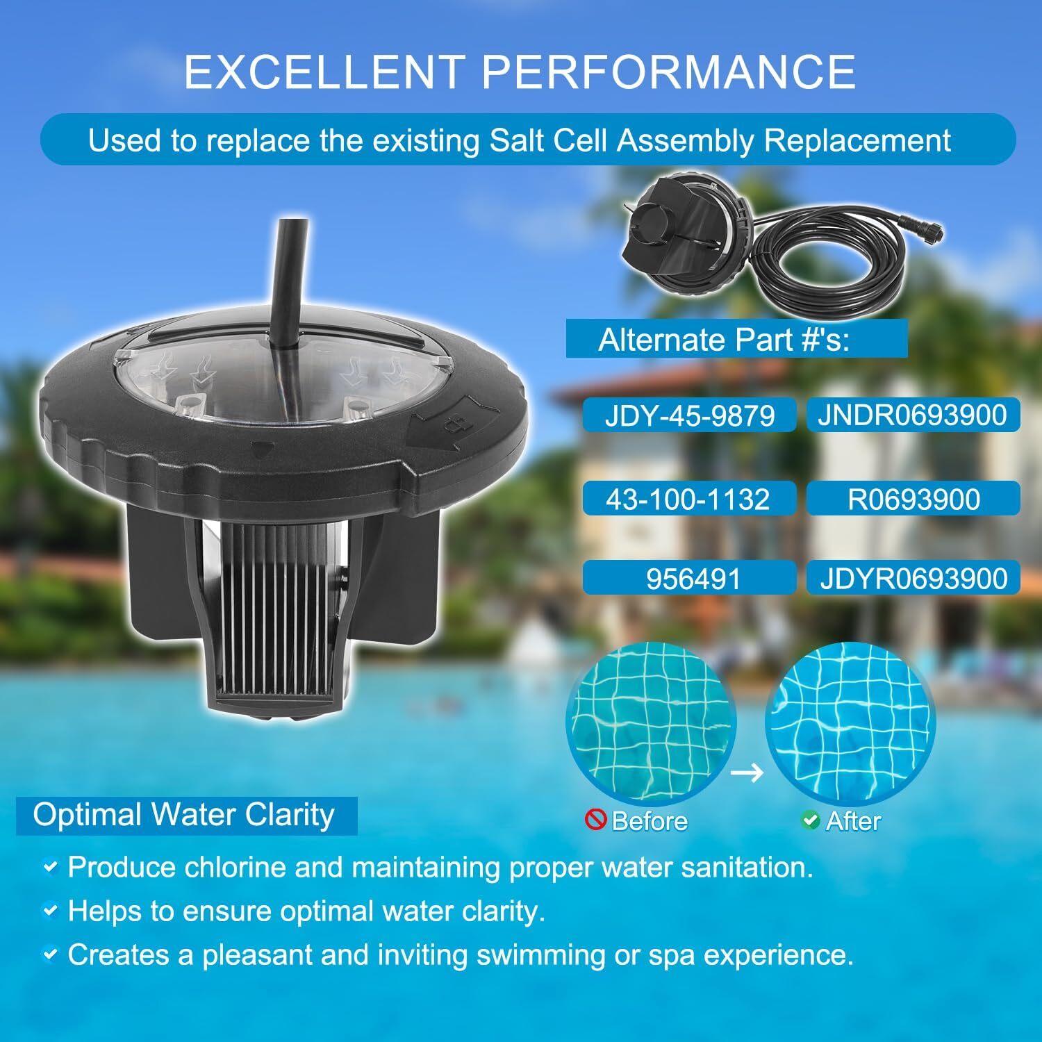 For All Jandy Pro Series TruClear Chlorine TruClear Salt Cell Assembly R0693900