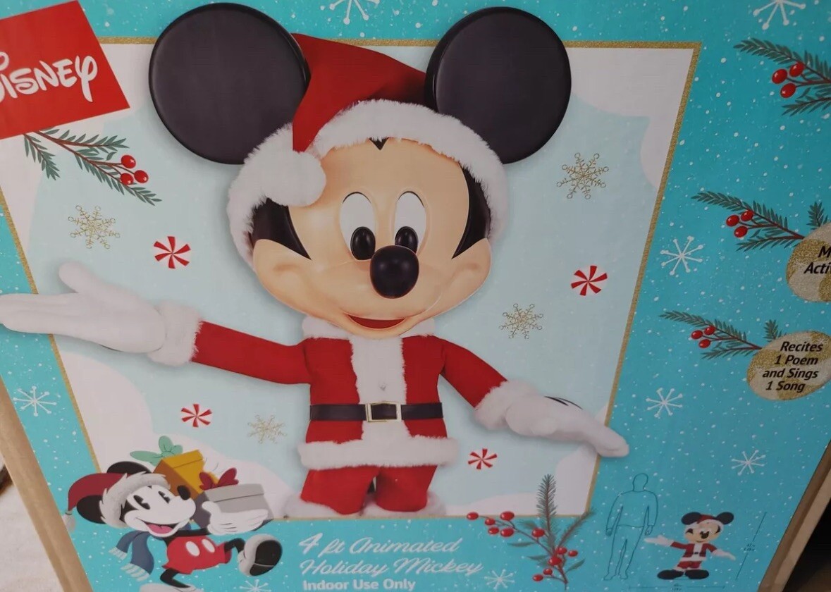Disney 4 ft Animated Holiday Mickey Mouse Christmas Santa NEW Home