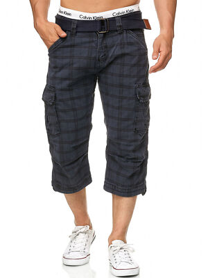 Indicode Herren Cargoshorts Nicolas Check-3/4 Shorts Bermuda Dreiviertel Hose