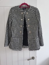 Beautiful Black White Marks And Spencers Houndstooth Check Blazer Size 8