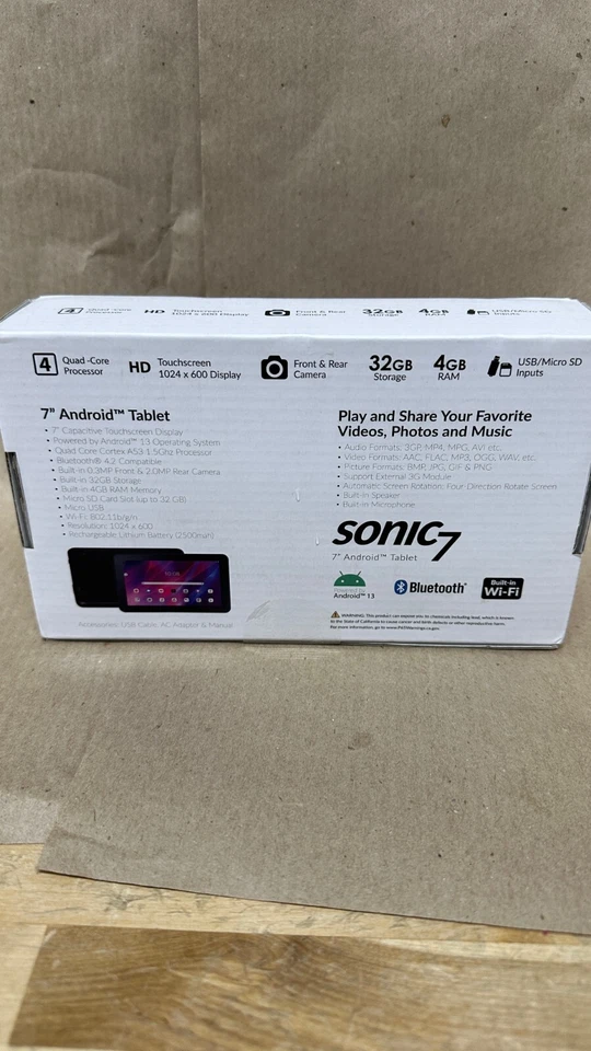 SuperSonic Sonic 7 7" Android Tablet 32GB Black - Image 2 of 3