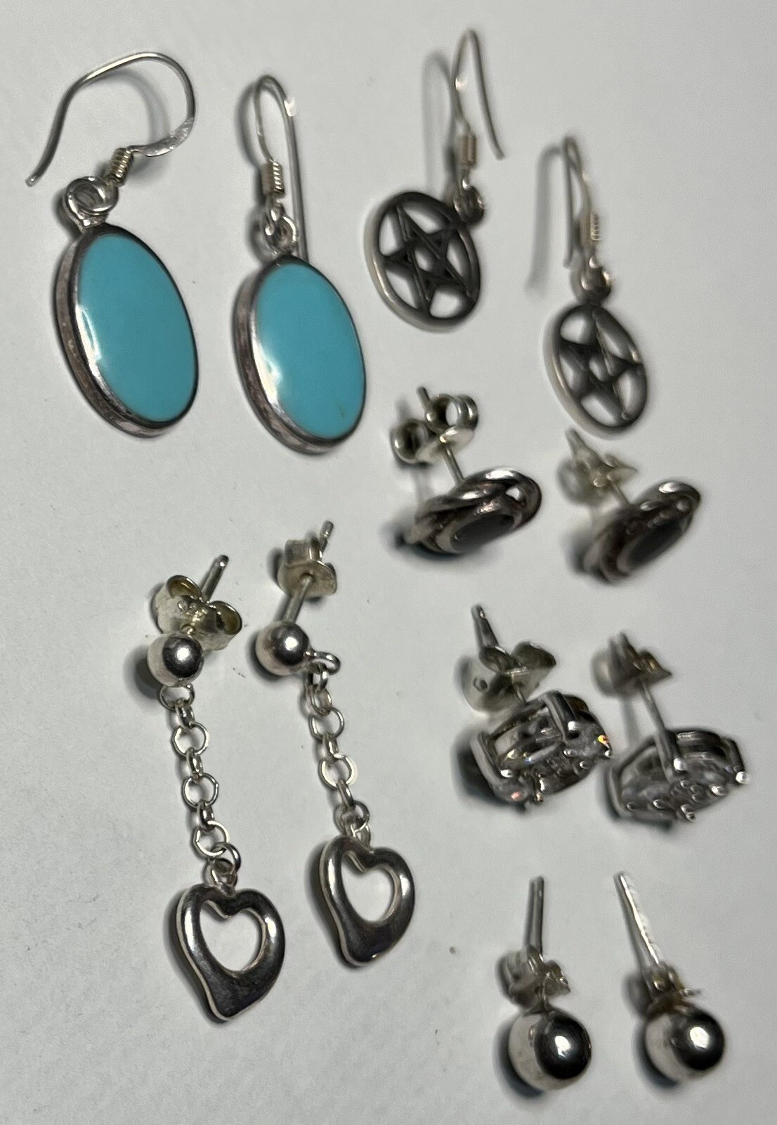 Sterling Silver Earrings Collection Various Designs Turquoise Hearts