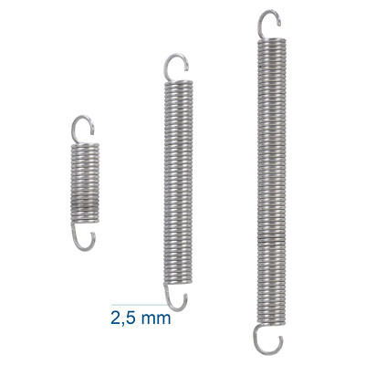 GUNGY Zugfedern Edelstahl - 10 Stück Doppelhaken Federn 1,0x10x30mm