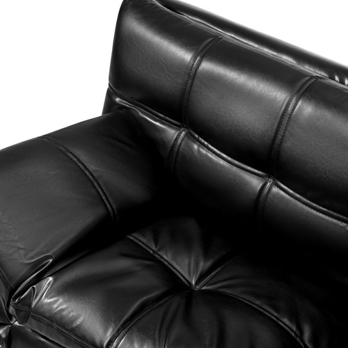Oikiture Sofa Bed Futon Recliner Lounge Couch Convertible Leather 3-Seater Black - Picture 5 of 10