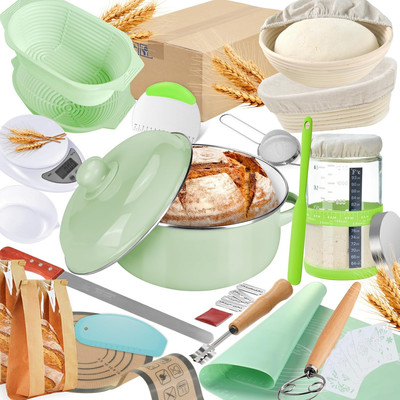 Sourdough Bread Baking Supplies with Pot, Complete Sourdough Starter Kit with Sc