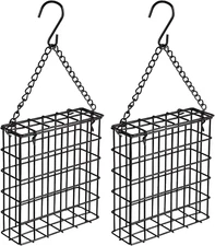 2Pcs Outdoor Suet Bird Feeders, Hanging Cage Style Single Suet Cake Holders