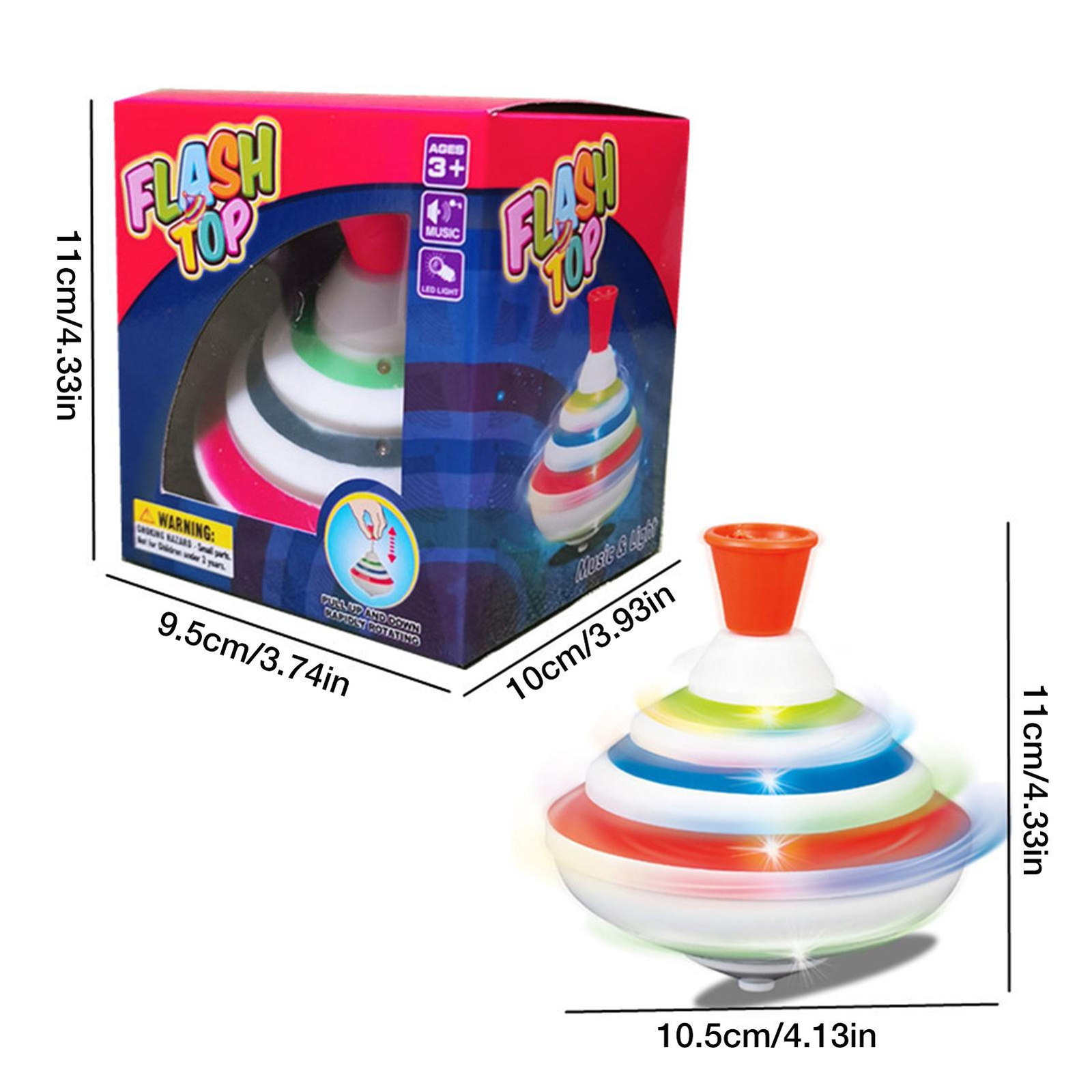 Push Down Spinning Top Toy With LED And Music Flashing Music Gyro For