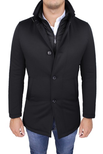 Giubbotto giaccone uomo elegante nero invernale giacca piumino con gilet  interno | eBay
